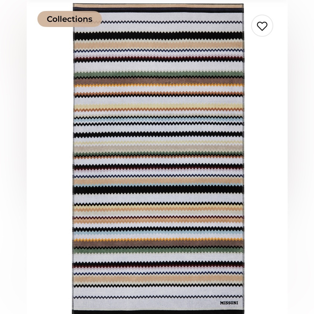 Missoni Striped Zigzag Cotton Beach Towel in Black, White and Green